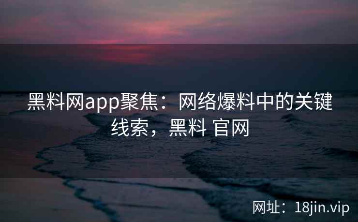 黑料网app聚焦：网络爆料中的关键线索，黑料 官网