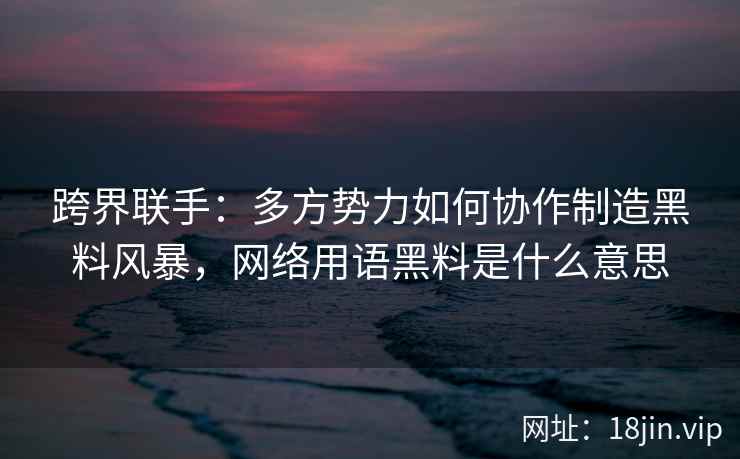 跨界联手：多方势力如何协作制造黑料风暴，网络用语黑料是什么意思