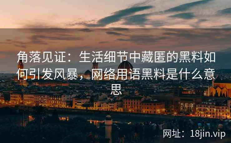 角落见证：生活细节中藏匿的黑料如何引发风暴，网络用语黑料是什么意思
